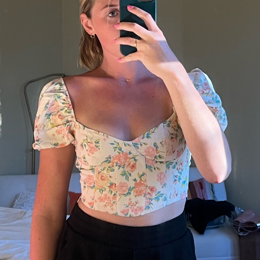 ZARA floral corset top